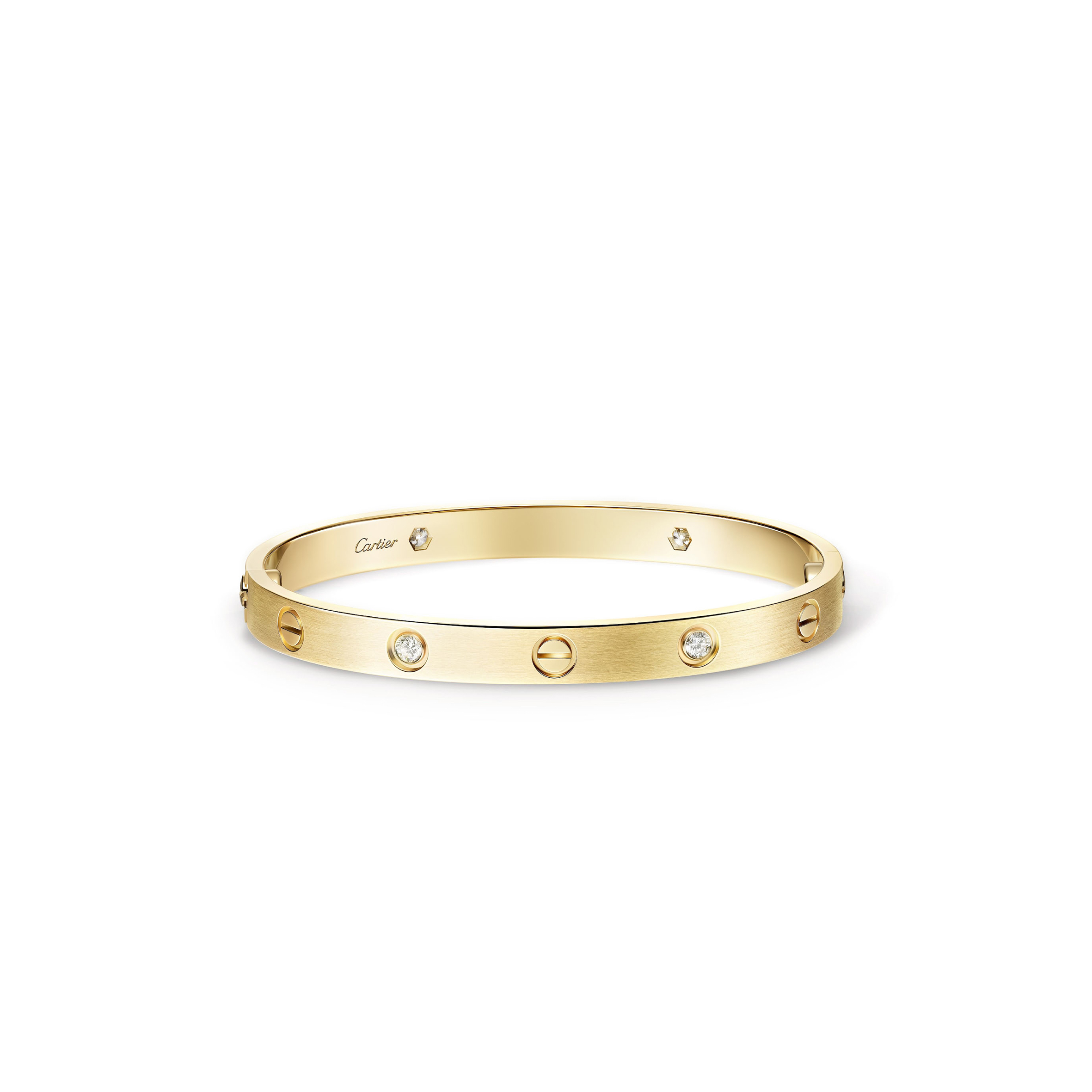 CARTIER LOVE BRACELET, CLASSIC MODEL, BRUSHED FINISH, SET WITH 4 DIAMONDS B6080117